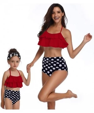 Racing Tassel 2Pcs Family Chic Bikinis Swimsuits Swimwear Beachwear for Girl Kid Child Teens Women - C-red - CA18Q2HAQXI