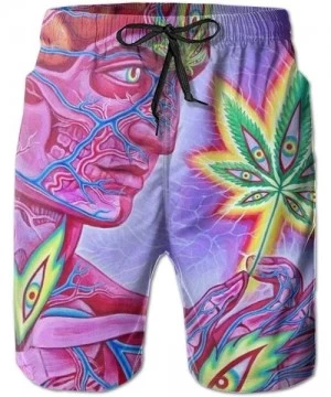 Board Shorts Men Beach Board Shorts Surfing Swimwear Swim Trunks (Palm Trees Sea Beach Theme) - Zen Weed Art - CH18WTO6SYE