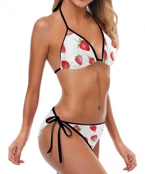 Racing Women's Bikini Swimsuit Halter Strap Tie Back Swimwear 2 Pieces Sets Strawberries - Style 1 - CS18RHC4WI6