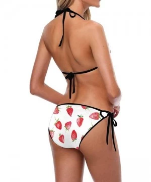 Racing Women's Bikini Swimsuit Halter Strap Tie Back Swimwear 2 Pieces Sets Strawberries - Style 1 - CS18RHC4WI6