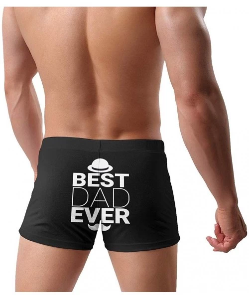 Briefs Iron Worker Skull Men's Quick Dry Swimsuit Boxer Trunks Square Cut Bathing Suits - Best Dad Ever - CM196OUU6XU