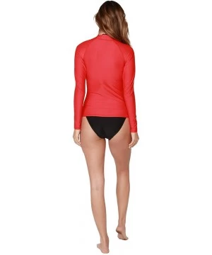 Rash Guards Women's UV Sun Protection Long Sleeve Rash Guard Wetsuit Swimsuit Top - Red - CW12I3BI4WP