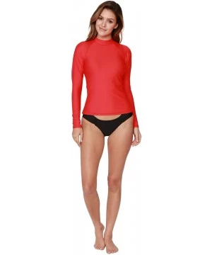 Rash Guards Women's UV Sun Protection Long Sleeve Rash Guard Wetsuit Swimsuit Top - Red - CW12I3BI4WP