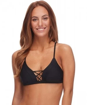 Tops Women's Smoothies Phoebe Solid Fixed Triangle Bikini Top Swimsuit - Black - C81869CNQ7Y