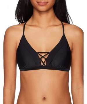 Tops Women's Smoothies Phoebe Solid Fixed Triangle Bikini Top Swimsuit - Black - C81869CNQ7Y