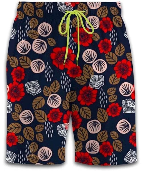 Trunks 3D Print Flowers Floral Men Swim Trunks Quick Dry Beach Shorts with Mesh Lining Fashion Swimwear Shorts - Flowers Flor...