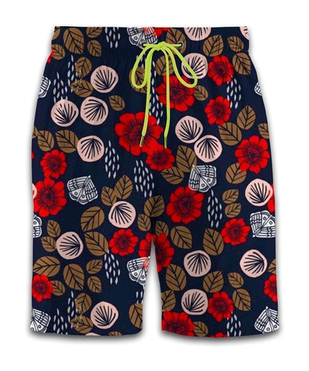 Trunks 3D Print Flowers Floral Men Swim Trunks Quick Dry Beach Shorts with Mesh Lining Fashion Swimwear Shorts - Flowers Flor...