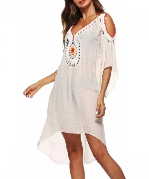 Cover-Ups Women's Bathing Suits Kaftans Swimsuit Bikini Cover Ups Swimwear Chiffon Beach Maxi Dress - B Beige - CV18QL0QATI