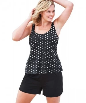 Tankinis Women's Plus Size Classic Tankini Top - Black Dots (2152) - CE195SEKSWI