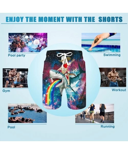 Board Shorts Mens Funny Swim Trunks Quick Dry Beachwear Sports Running Swim Board Shorts Mesh Lining - A Captain Cat - CT18DW...