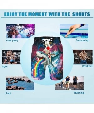 Board Shorts Mens Funny Swim Trunks Quick Dry Beachwear Sports Running Swim Board Shorts Mesh Lining - A Captain Cat - CT18DW...