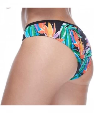 Bottoms Women's Rebel Bikini Bottom Swimsuit with Front Strappy Detail - Flamingo Print - CK18ZQC65RK