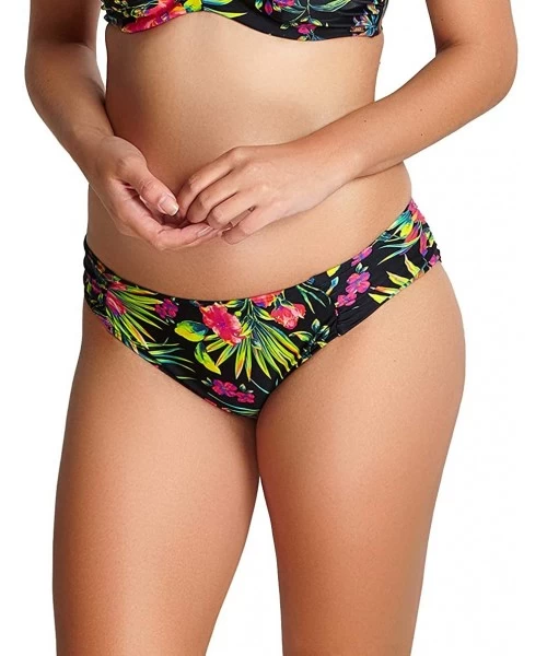 Tankinis Anya Print Gathered Swim Brief SW1295 - Black Palm - CW18OE3MW3Q