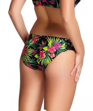 Tankinis Anya Print Gathered Swim Brief SW1295 - Black Palm - CW18OE3MW3Q