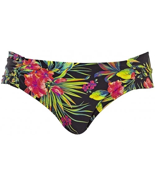 Tankinis Anya Print Gathered Swim Brief SW1295 - Black Palm - CW18OE3MW3Q