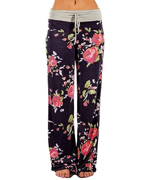 Tankinis Women Workout Training Pants High Waisted Floral Print Comfy Stretch Trousers - Brown - CV195NGSR7Z