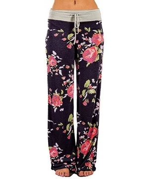 Tankinis Women Workout Training Pants High Waisted Floral Print Comfy Stretch Trousers - Brown - CV195NGSR7Z