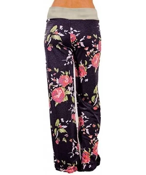 Tankinis Women Workout Training Pants High Waisted Floral Print Comfy Stretch Trousers - Brown - CV195NGSR7Z