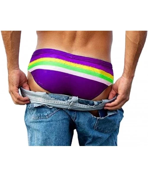 Briefs Mens Breathable Low Rise Bikini Briefs Sexy Swimsuits Colorful Underwear - Purple - C518WAXC276