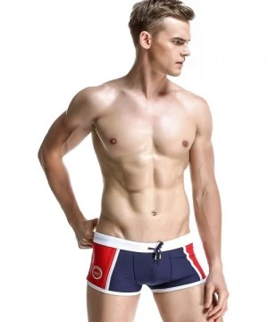 Briefs Mens Low Rise Sexy Sport Swimwear Trunk Boxer Brief - 2858 Navy - C512KED67GZ