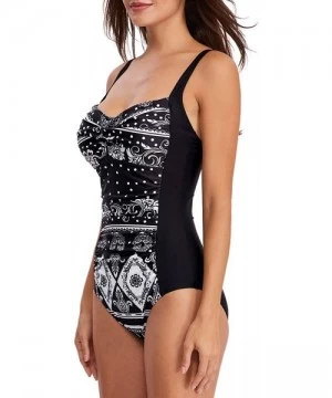 Racing One Piece Swimsuits for Women Ruched Bathing Suits Plus Size Swimwear Slimming Monokini - Classical Print - C519600YZES