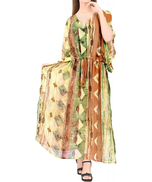 Cover-Ups Women's Caftan Tunic Kimono Dress Summer Evening Party Drawstring A - Pumpkin Orange_y735 - CC1938LD938