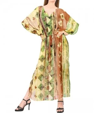 Cover-Ups Women's Caftan Tunic Kimono Dress Summer Evening Party Drawstring A - Pumpkin Orange_y735 - CC1938LD938