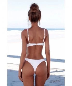 Sets Womens Push Up Two Piece Bikini Swimsuits Bandeau Bathing Suits - 018-white - C118C0ANHQL