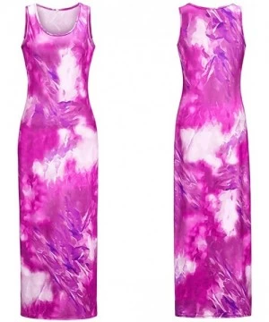 Racing Womens Tie Dye Print Casual Maxi Long Dress Boho Summer Empire Waist Maxi Dress-Sleeveless Tie Dye Dress Tank Maxi Dre...