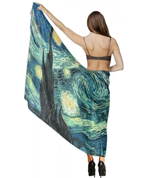 Cover-Ups Women Fahion Swimsuit Bikini Cover Up Sarong- Party Wedding Shawl Wrap - Van Gogh Starry Night - CH19C6NHKE0