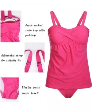 Sets 2020 Women's Two Pieces Swimwear Ruched Tankini Top with Triangle Bottoms S-XXXL - Rose - CQ18HRNHUI9