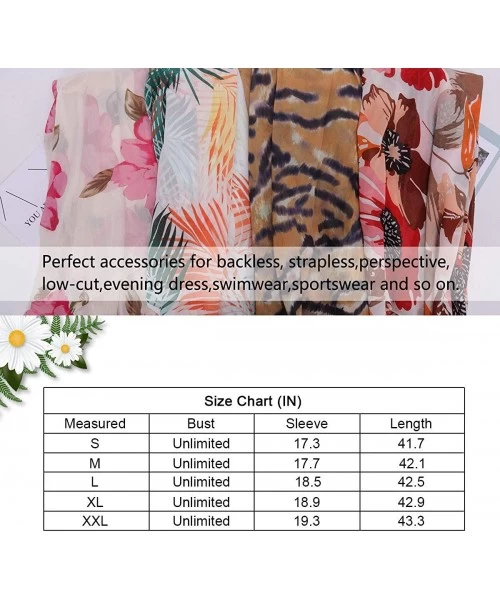 Cover-Ups Womens Floral Chiffon Casual Cardigan - Bikini Half Sleeve Kimono Shawl Sun Protection Blouses Beach Wear Cover ups...