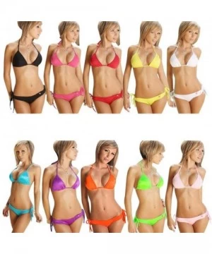 Sets Women Bikini Set Push-up Swimwear Bandeau Bra Bandage Swimsuit Bathing Suit - Orange - CM18D66CUS8