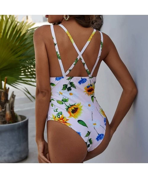 Sets Bathing Suits for Women- Sexy Vintage Floral Halter Push-Up Bra Cheeky Bikini Tankini Monokini Beachwear Swimwear - Yell...