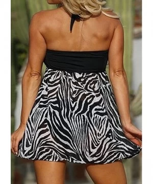 Tankinis Women's Zebra Tankini Swimwear with Panty Swimsuit Dress - Black Zebra - CQ12N1RNKDA