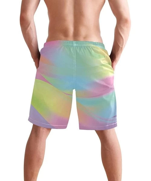 Racing Mens Swim Trunks Anchors Starfish Beach Board Shorts - Abstract Artistic Rainbow - CL18NX8Q083