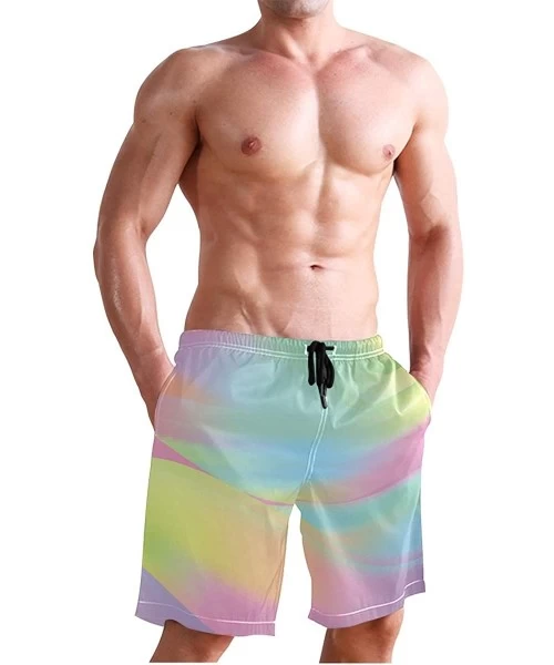 Racing Mens Swim Trunks Anchors Starfish Beach Board Shorts - Abstract Artistic Rainbow - CL18NX8Q083