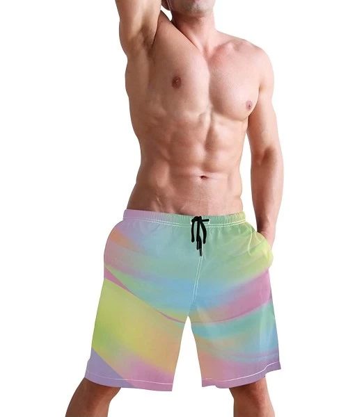 Racing Mens Swim Trunks Anchors Starfish Beach Board Shorts - Abstract Artistic Rainbow - CL18NX8Q083