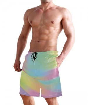 Racing Mens Swim Trunks Anchors Starfish Beach Board Shorts - Abstract Artistic Rainbow - CL18NX8Q083