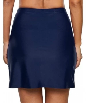 Tankinis Women's High Waisted Swim Bottom Swim Skirt Skort Bikini Bottom Tankini Swimsuit - Navy - CD18ATLHYLI