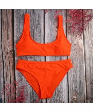 Sets Sports Low Scoop Crop Top High Waisted High Cut Cheeky Bottom Bikini Set - CU18H6C5HOY