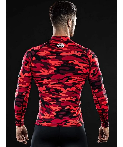 Rash Guards UV Sun Protection Long Sleeve Top Shirts Skins Tee Compression Base Layer - Shirt Red - C312BGV2Y89