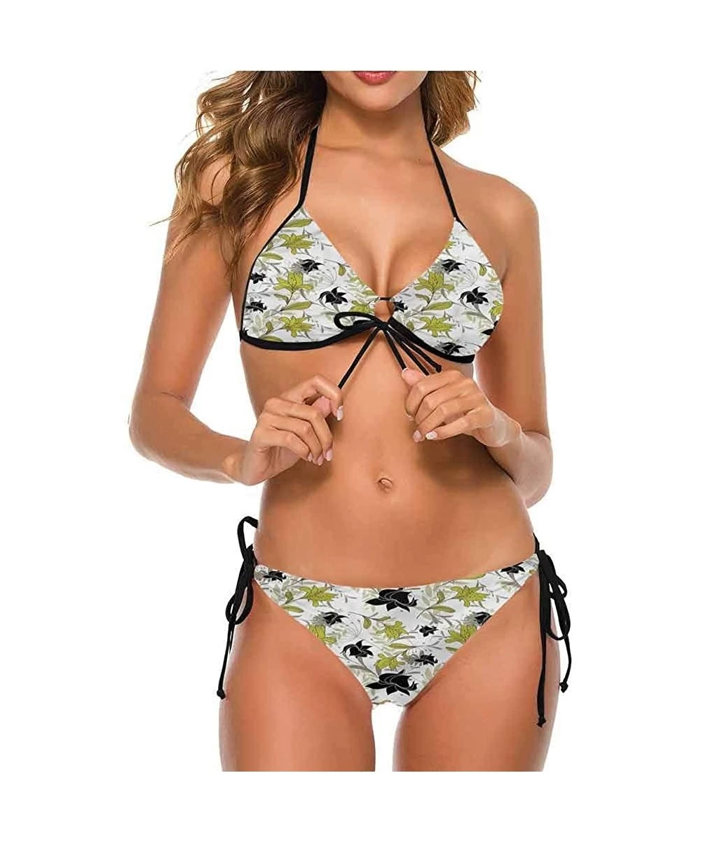 Bottoms Two Piece Swimsuits Floral- Exotic Blooms Foliage Great Fashion Piece - Multi 10-two-piece Swimsuit - CD19E7D7T8C