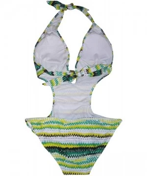 One-Pieces Women's Halter One Piece Monokini Swimsuit Bikini - Zigzag - C712DJQCV3H