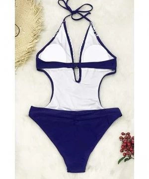 Sets Women's Ladies Vintage Lace Bikini Sets Beach Swimwear Bathing Suit - Dark Blue - CD18R5ULRZ7