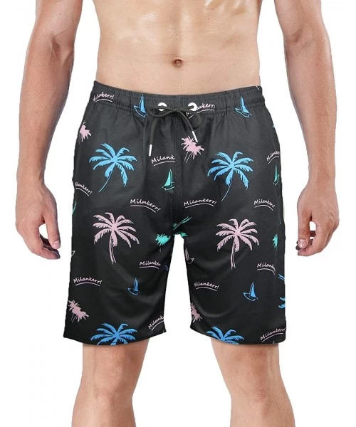 Trunks Men's Swim Trunks - Black Palm - C618UAIMYNX