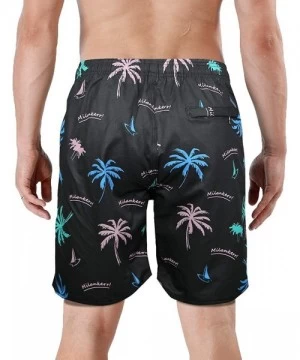 Trunks Men's Swim Trunks - Black Palm - C618UAIMYNX