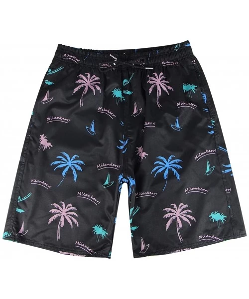 Trunks Men's Swim Trunks - Black Palm - C618UAIMYNX