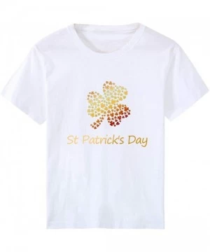 Tops St. Patrick's Day Print Short Sleeve Round Neck Top - A3-white - CE1953TUDUD