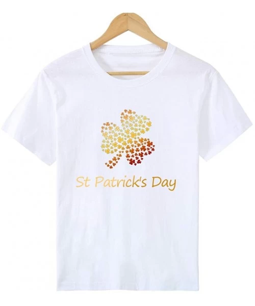 Tops St. Patrick's Day Print Short Sleeve Round Neck Top - A3-white - CE1953TUDUD